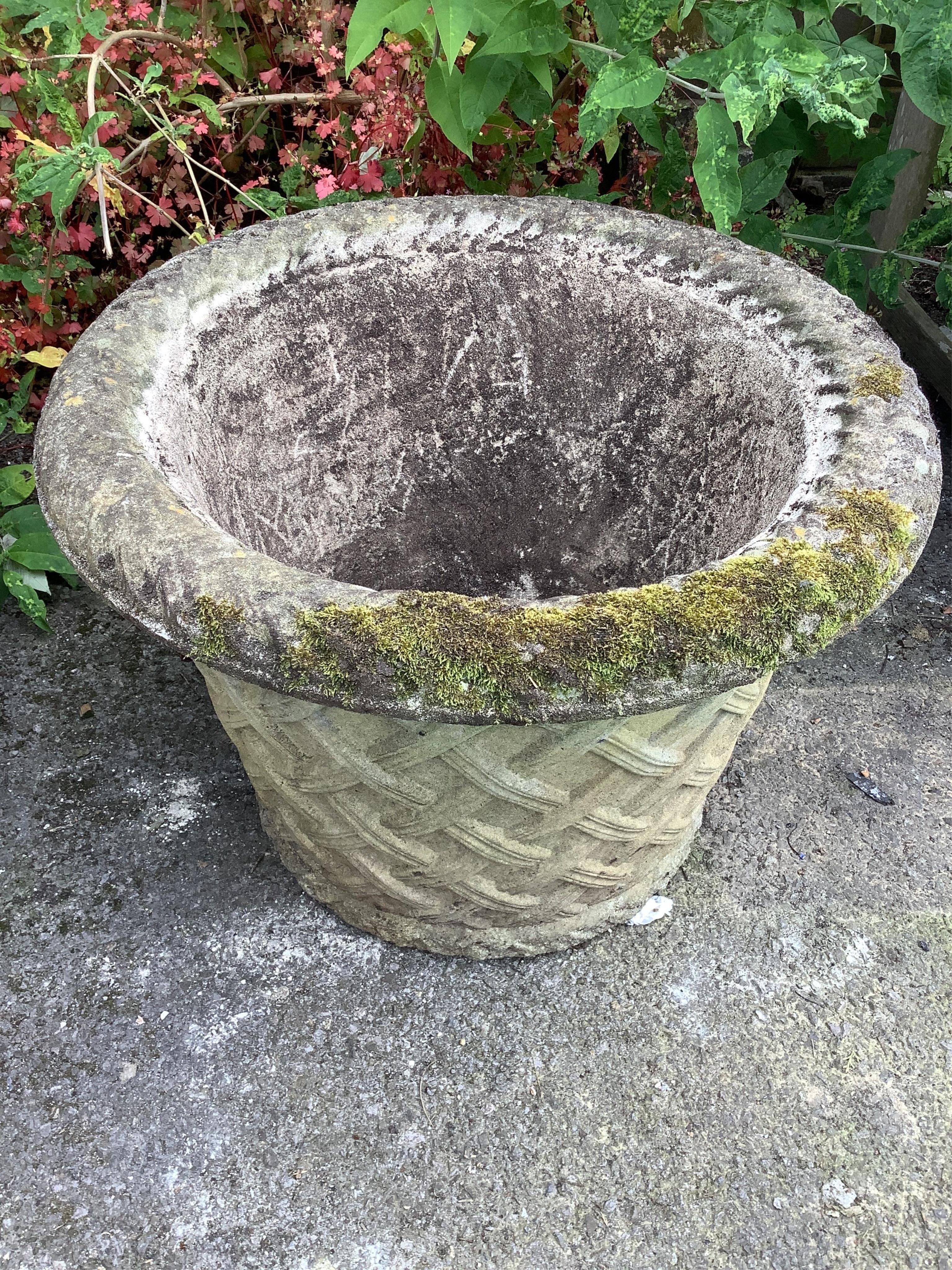 A large Haddonstone garden planter, width 64cm, height 46cm. Condition - good